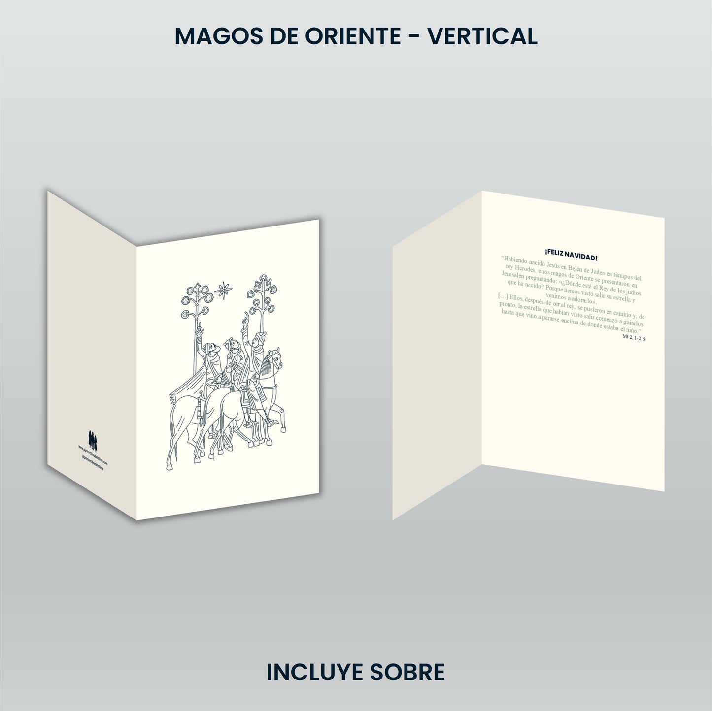 Tarjeta navideña vertical - Magos de Oriente