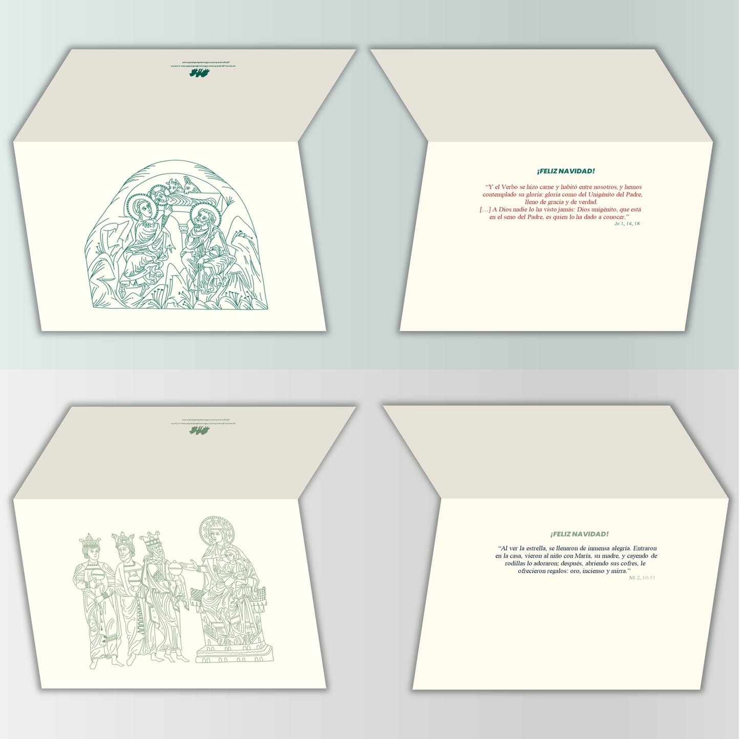Pack de 2 tarjetas navideñas horizontales (contornos)