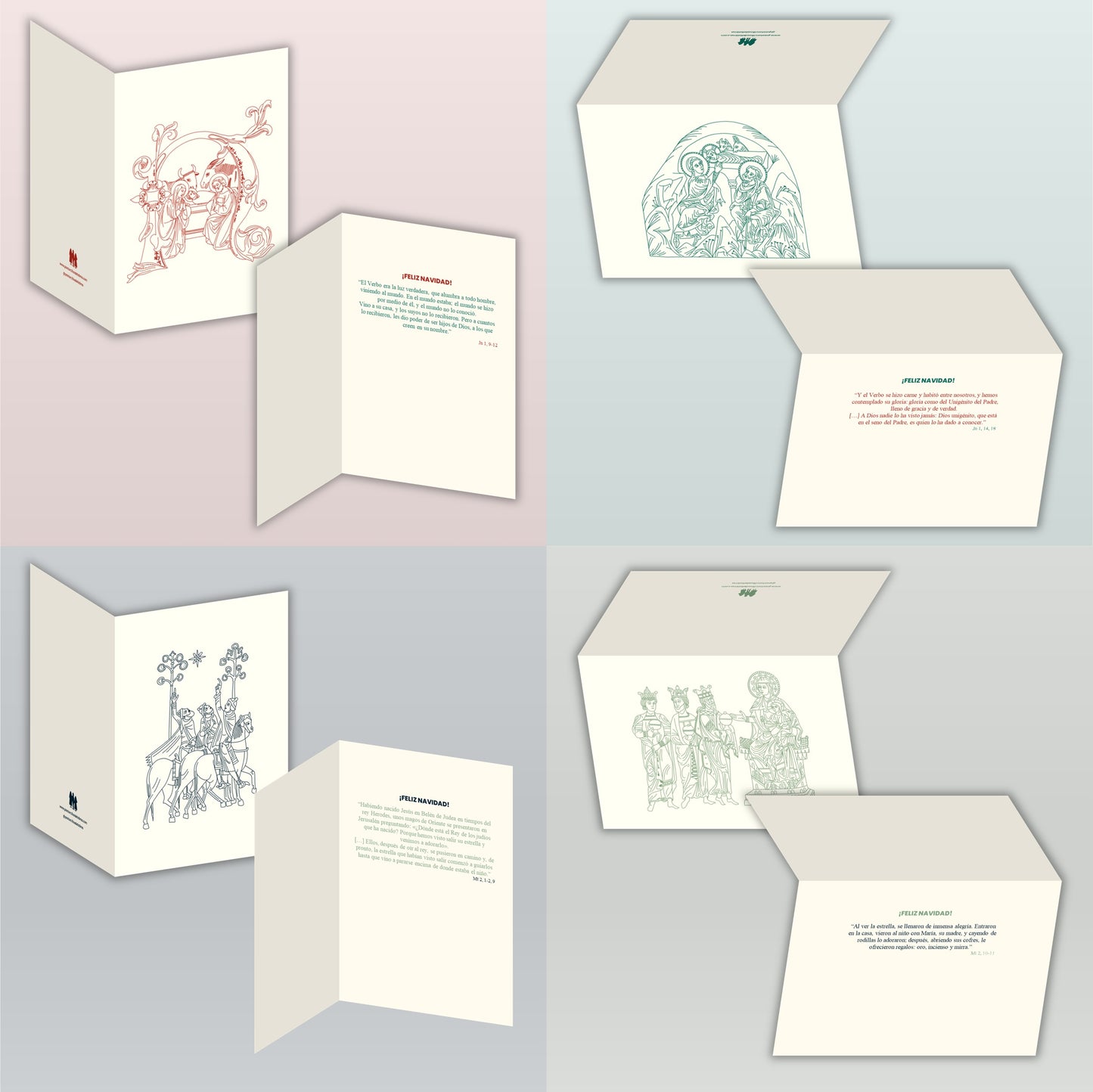 Pack de 4 tarjetas navideñas