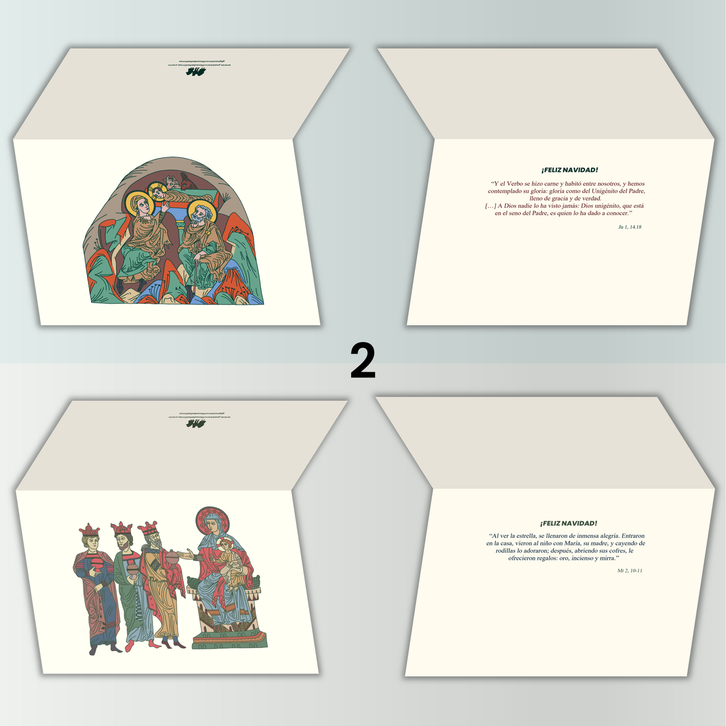 Pack de 2 tarjetas navideñas horizontales (color)